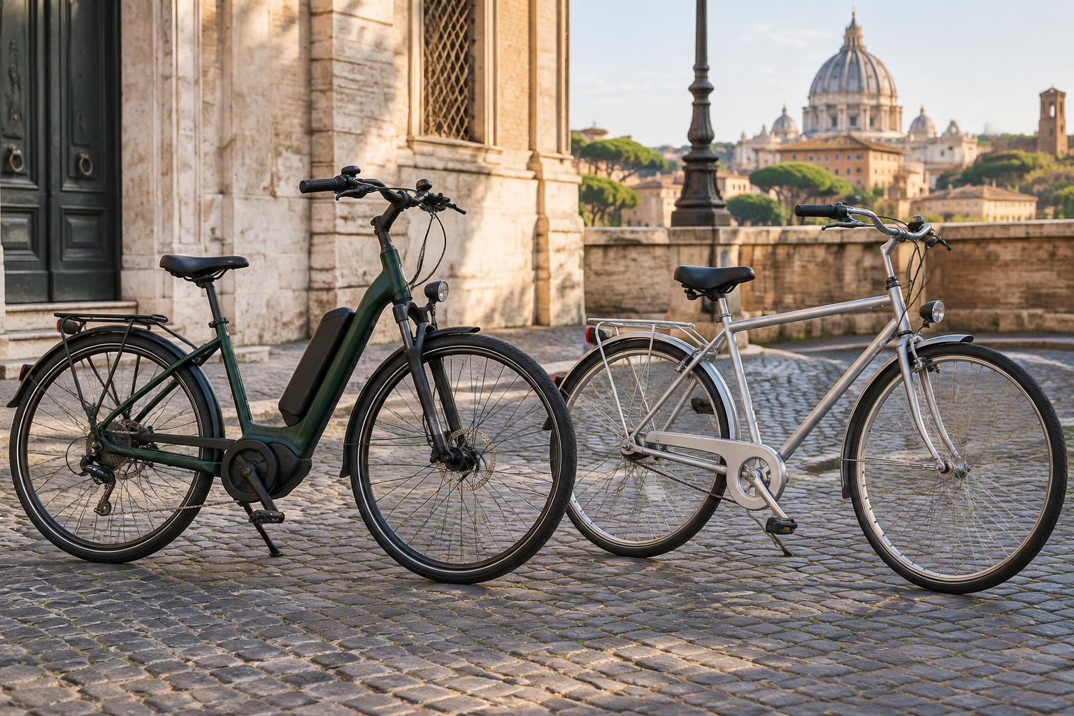 E-bike e bici muscolare a Roma, immagine illustrativa